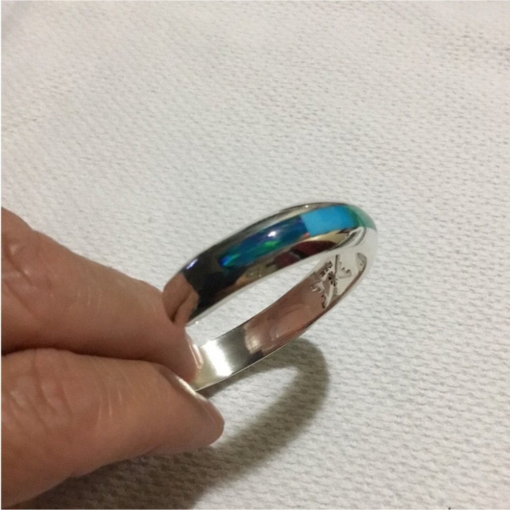 BOTIQUE SMALL STERLING CUFF BRACELET COLOR BLUE GREEN - Picture 8 of 14